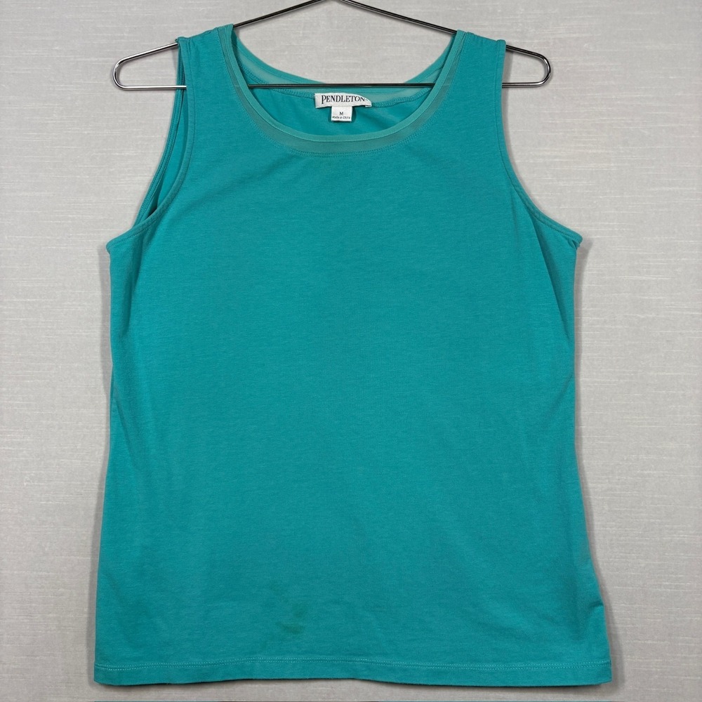 Pendleton Tank Top‎ Women's Large Greenish Blue Colorful Coastal Beach